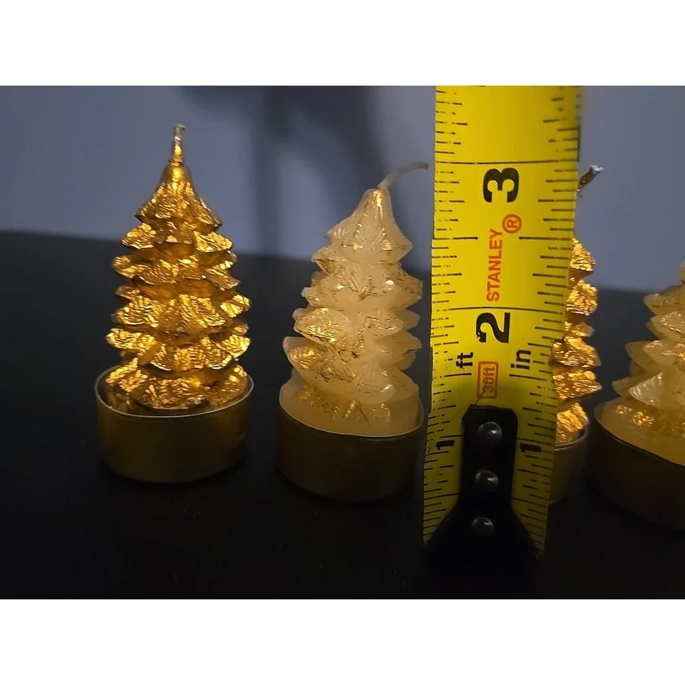Glitter Gold Sparkle‎ Christmas Tree Candles Mini